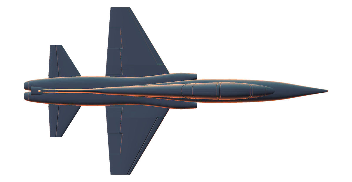 Plan view of an airframe rendered from its triangulated surface